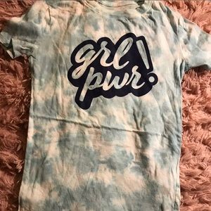 blue and white mix top